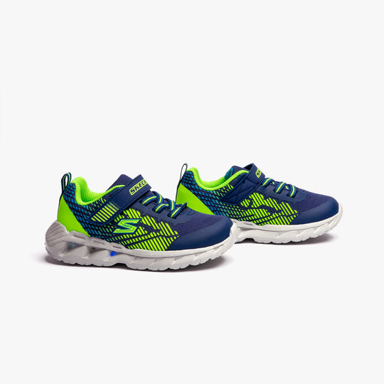Skechers MAGNA-LIGHTS-GRAX Boys Trainers Navy/Lime