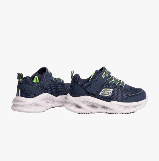 Skechers 401675N/NVLM SKECHERS METEOR-LIGHTS Boys Trainers Navy/Lime