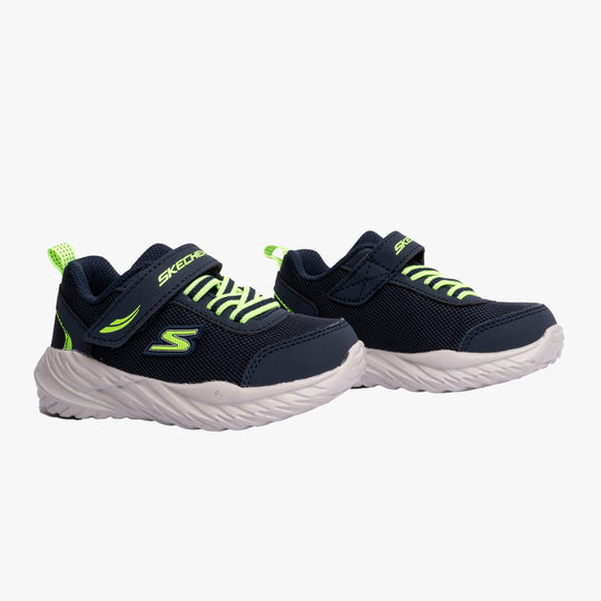 Skechers NITRO SPRINT-ROWZER Boys Trainers Navy/Lime