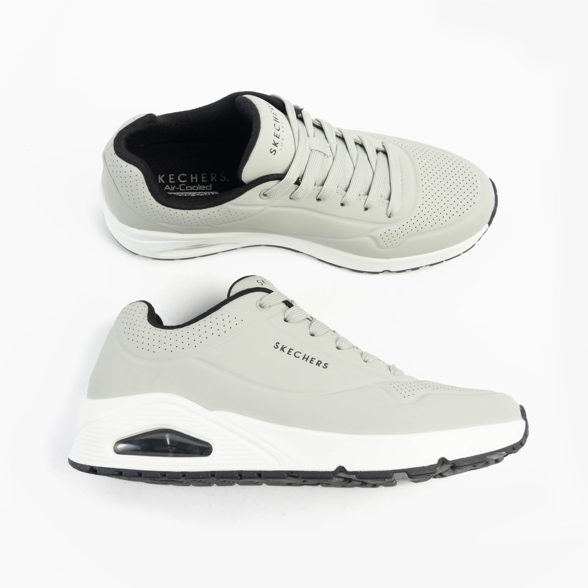 Skechers 52458/LGBK UNO - STAND ON AIR Mens Trainers Light Grey/Black