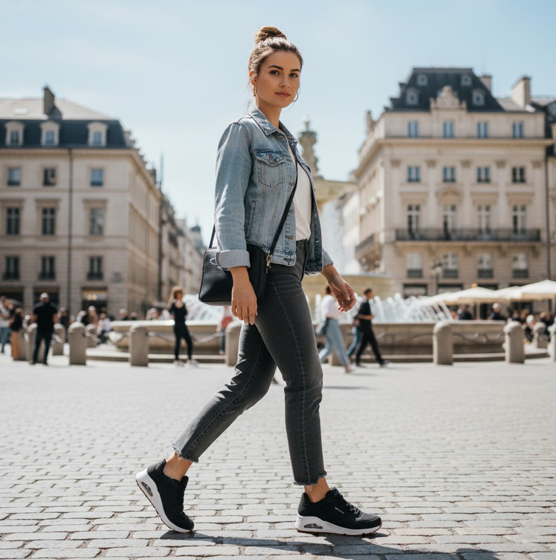 Skechers 73690/BLK UNO Womens Lace-Up Trainers Black