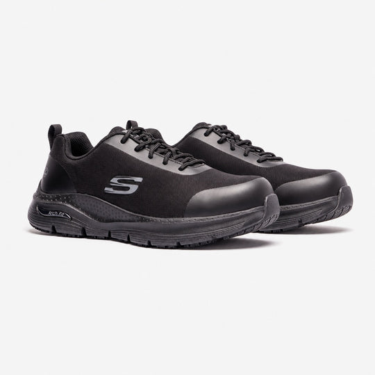 Skechers Work 200086EC Arch Fit SR - Ringstap Mens Steel Toe ESD Safety Trainers Black