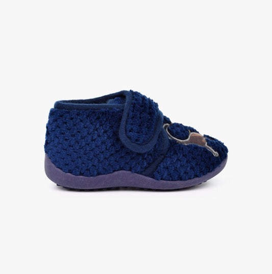 Sleepers DIPLODOCUS Boys Touch Fasten Slippers Navy