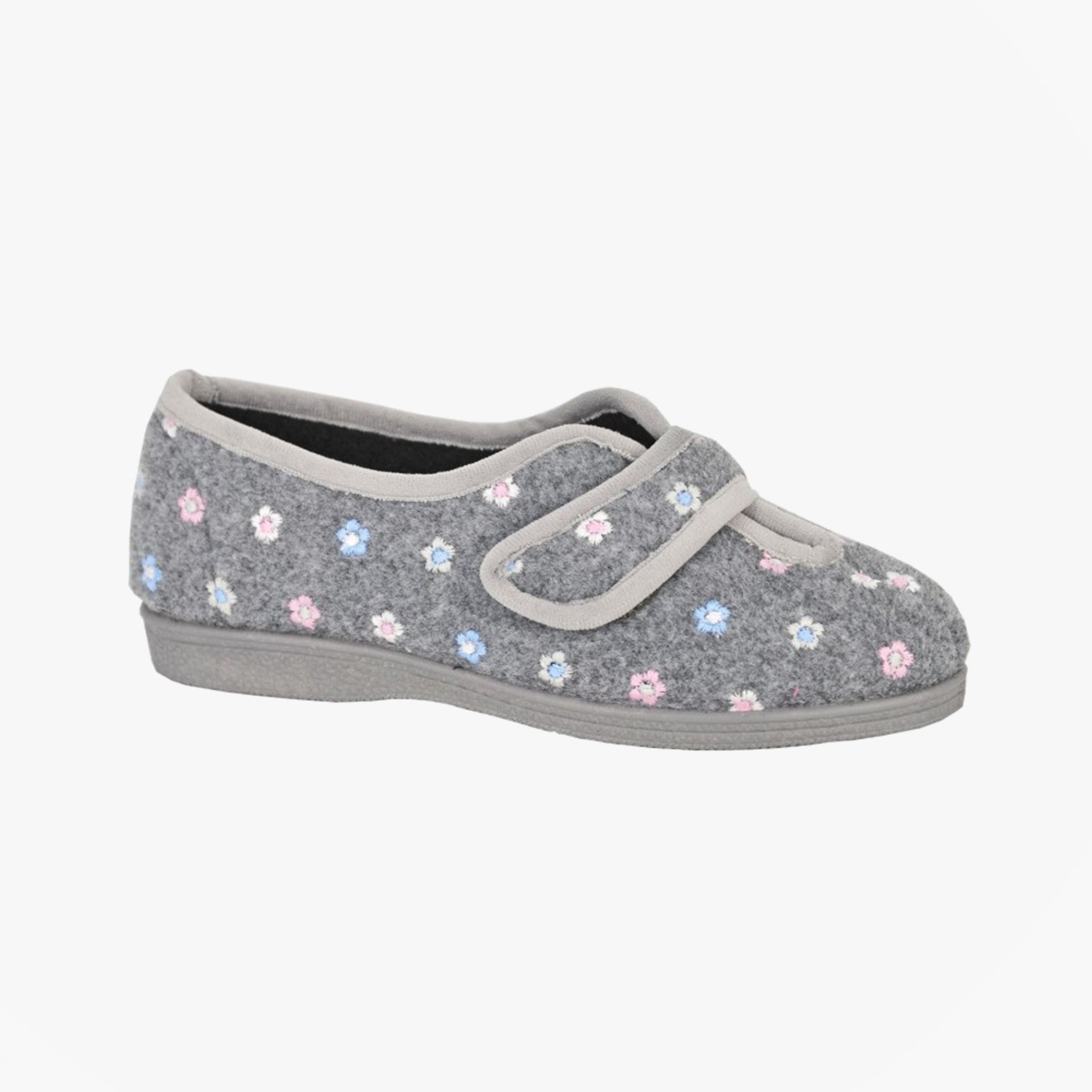 Sleepers MATILDA Womens Touch Fasten/Velcro Slippers Grey