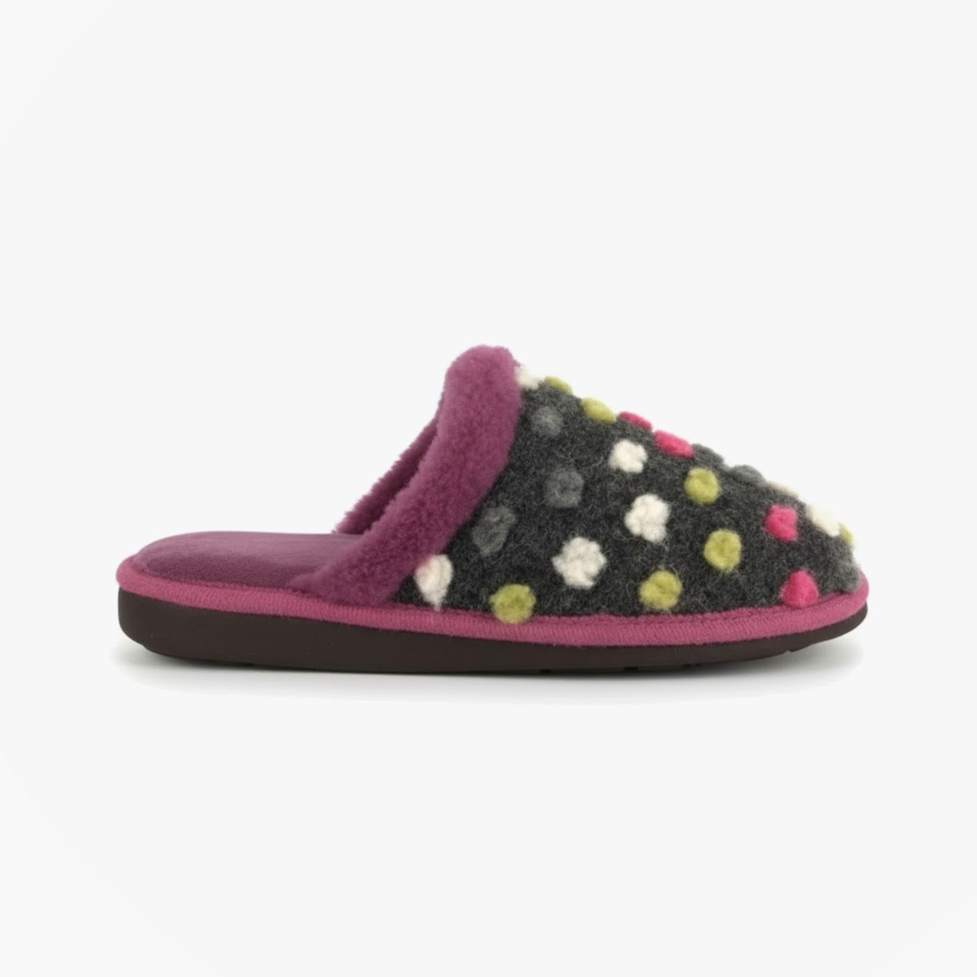 Sleepers DONNA Fleecy Mule Slippers Purple/Grey