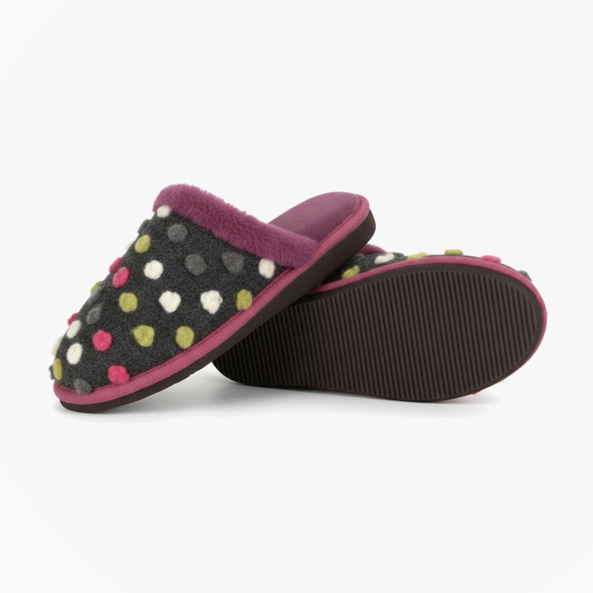 Sleepers DONNA Fleecy Mule Slippers Purple/Grey