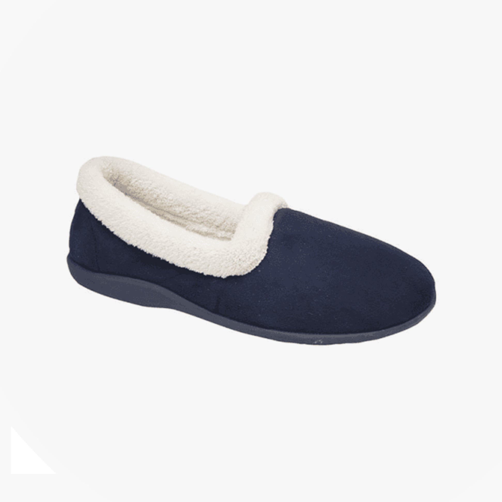 Sleepers SANDIE II Womens Textile Collared Full Slippers Navy