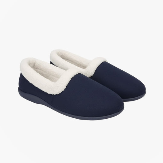 Sleepers SANDIE II Womens Textile Collared Full Slippers Navy