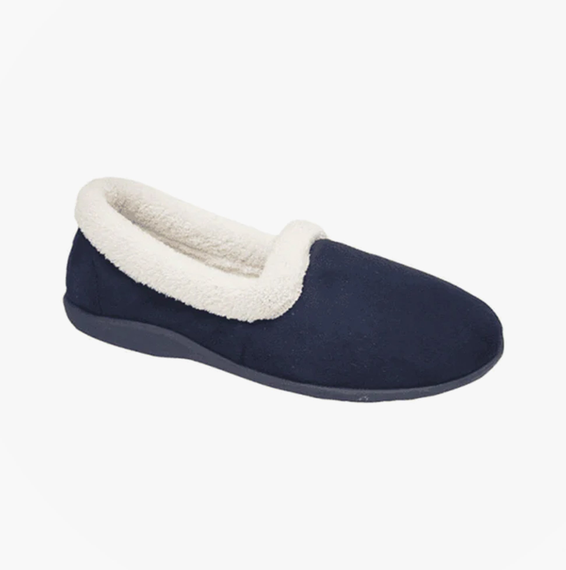 Sleepers SANDIE II Womens Textile Collared Full Slippers Navy