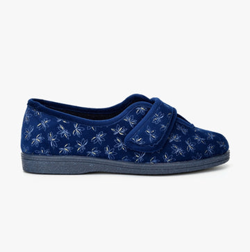 Sleepers IVY Womens Full Slippers Navy Blue Floral