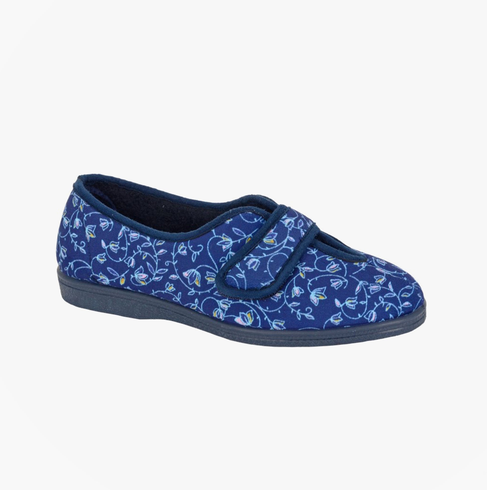 Sleepers IVY Womens Full Slippers Navy Blue Floral