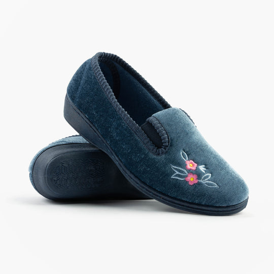 Sleepers GINA Womens Full Gusset Slippers Blueberry