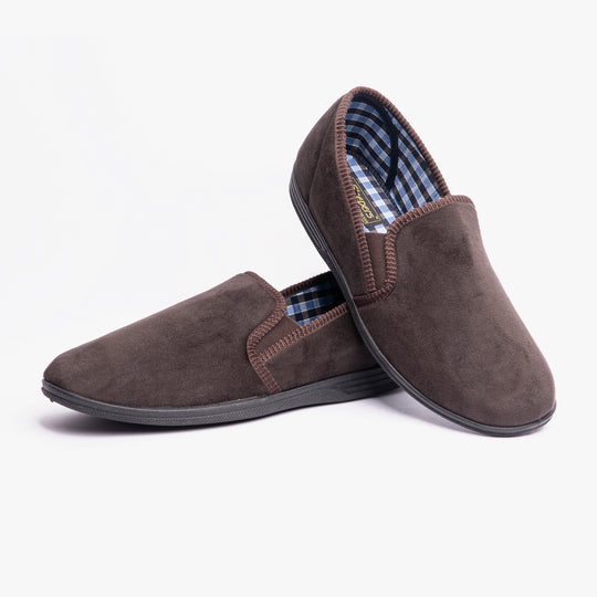 Sleepers WILSON Brown Mens Plush Velour Twin Gusset Slipper