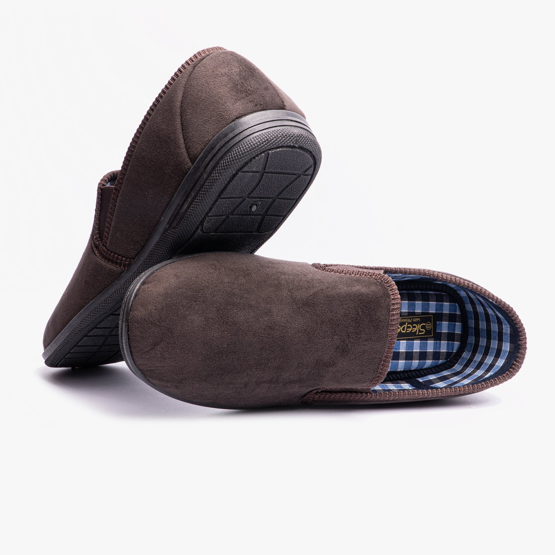 Sleepers WILSON Brown Mens Plush Velour Twin Gusset Slipper