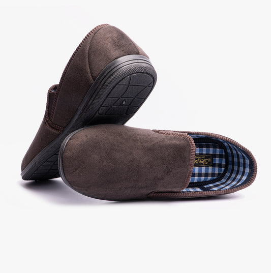 Sleepers WILSON Brown Mens Plush Velour Twin Gusset Slipper