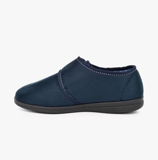Sleepers JOHNNY Navy Microfibre Adult Touch Fastening Slipper