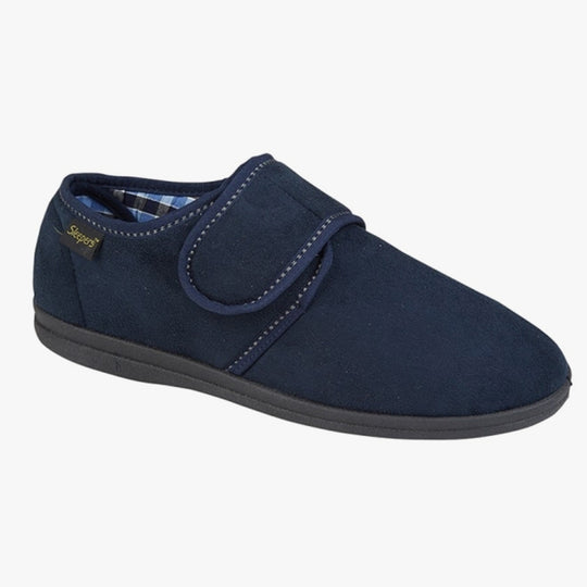 Sleepers JOHNNY Navy Microfibre Adult Touch Fastening Slipper