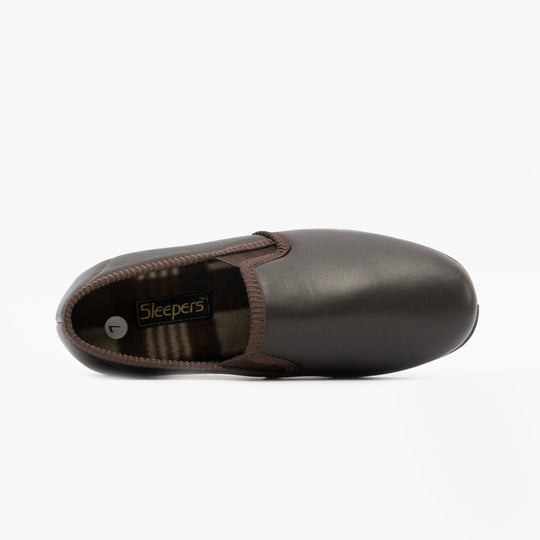 Sleepers HADLEY Mens Leather Slippers Brown