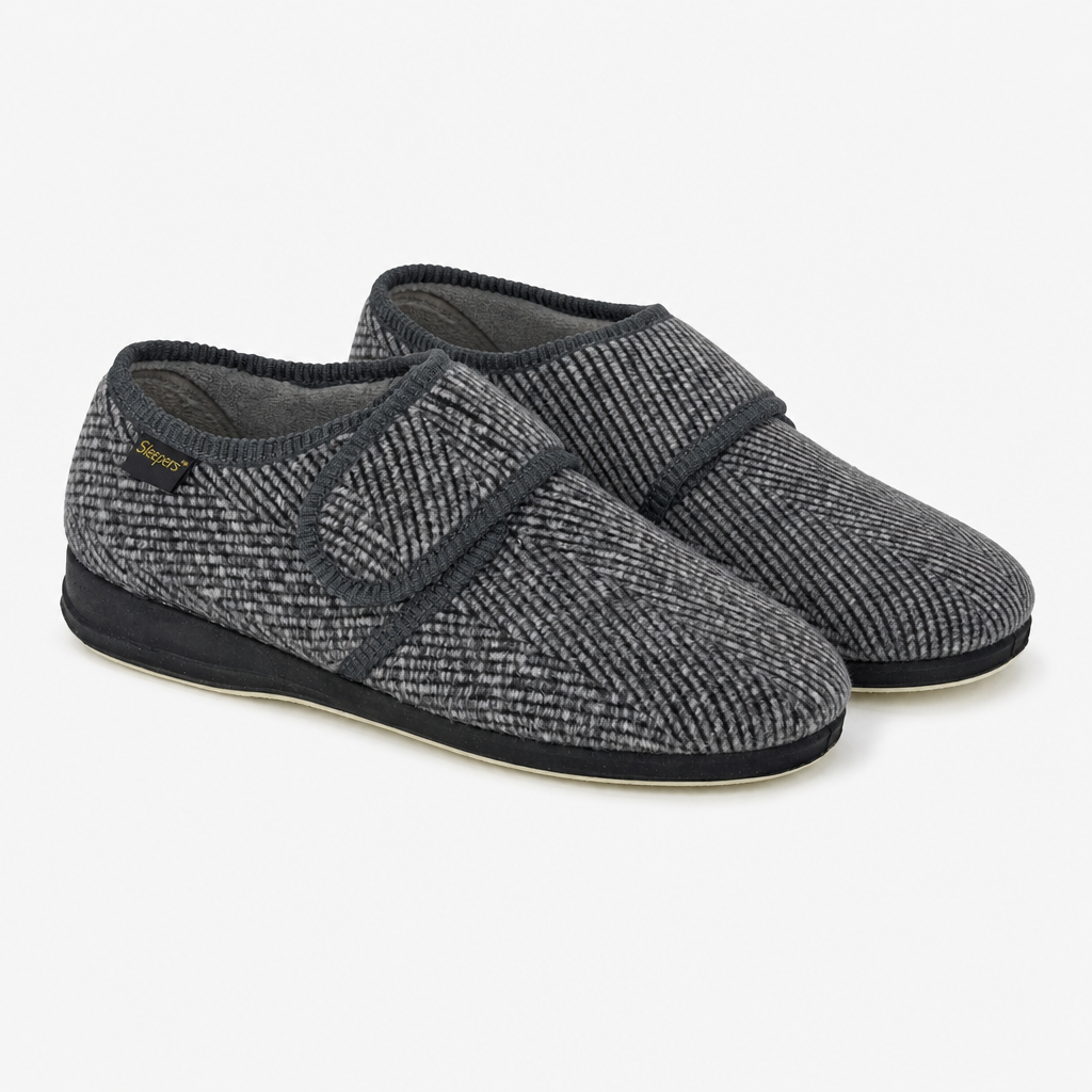 Sleepers WILLIAM Mens Touch Fasten/Velcro Grey Check