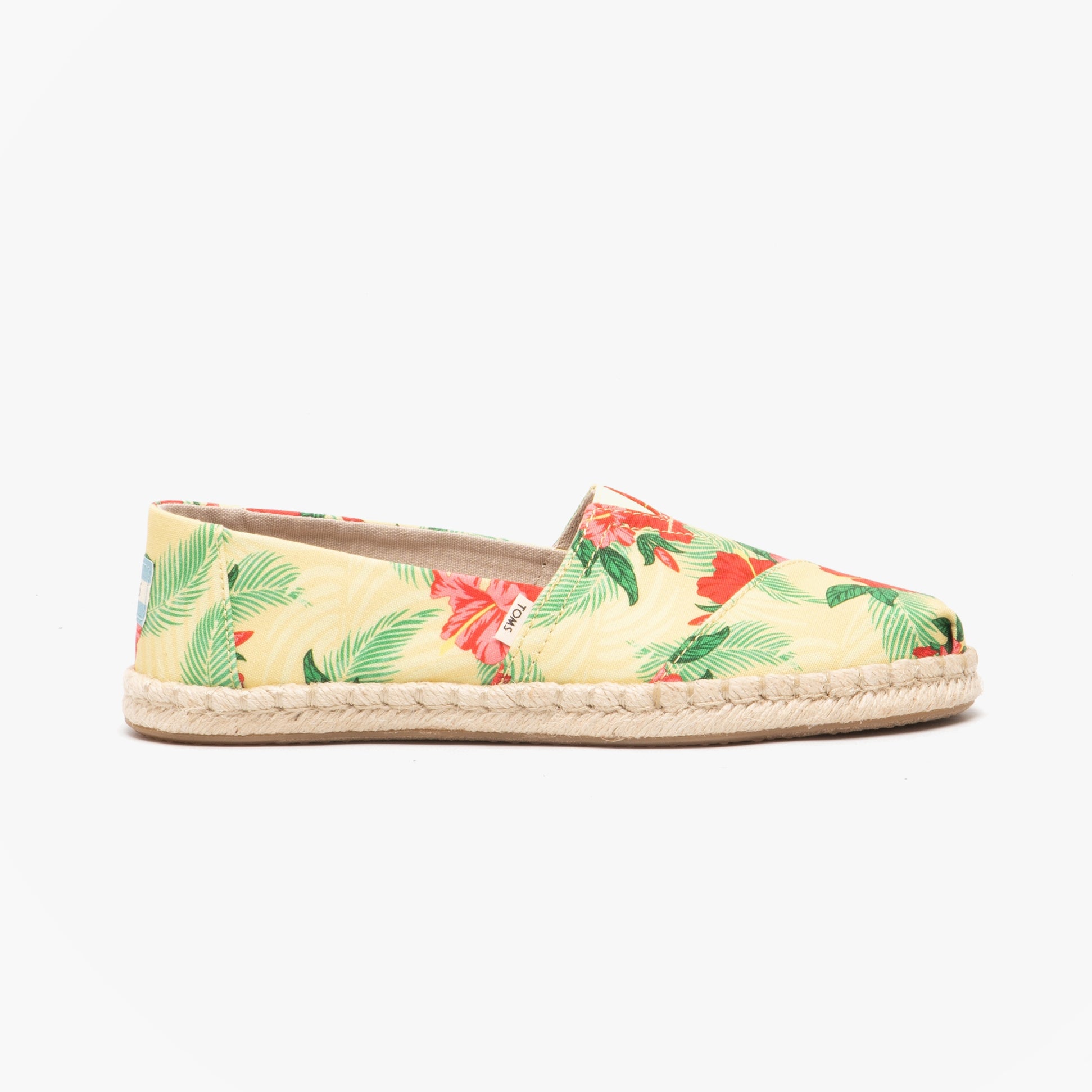 TOMS ALPARGATA ROPE Womens Canvas Shoes Yellow Hibiscus