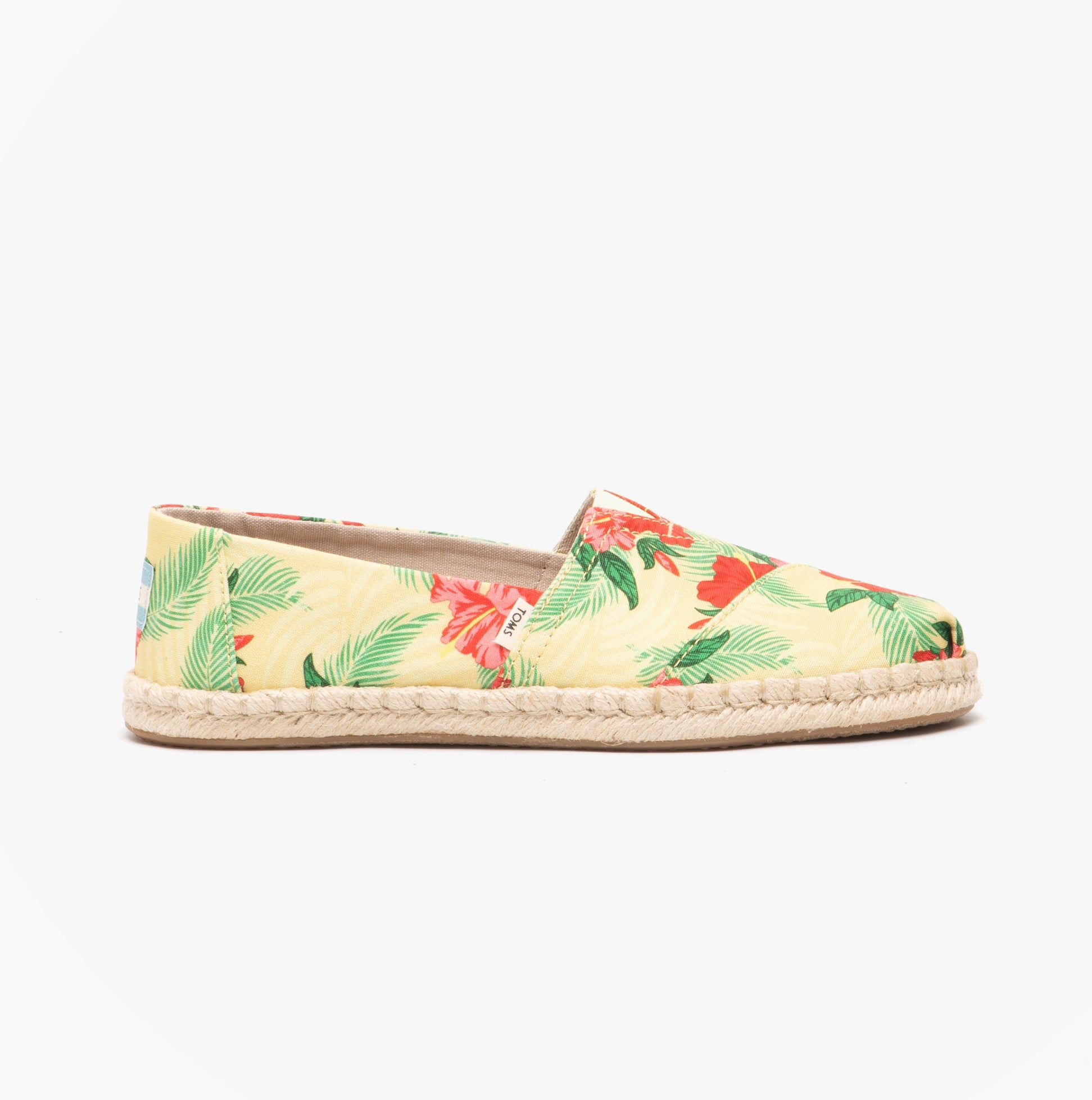 TOMS ALPARGATA ROPE Womens Canvas Shoes Yellow Hibiscus