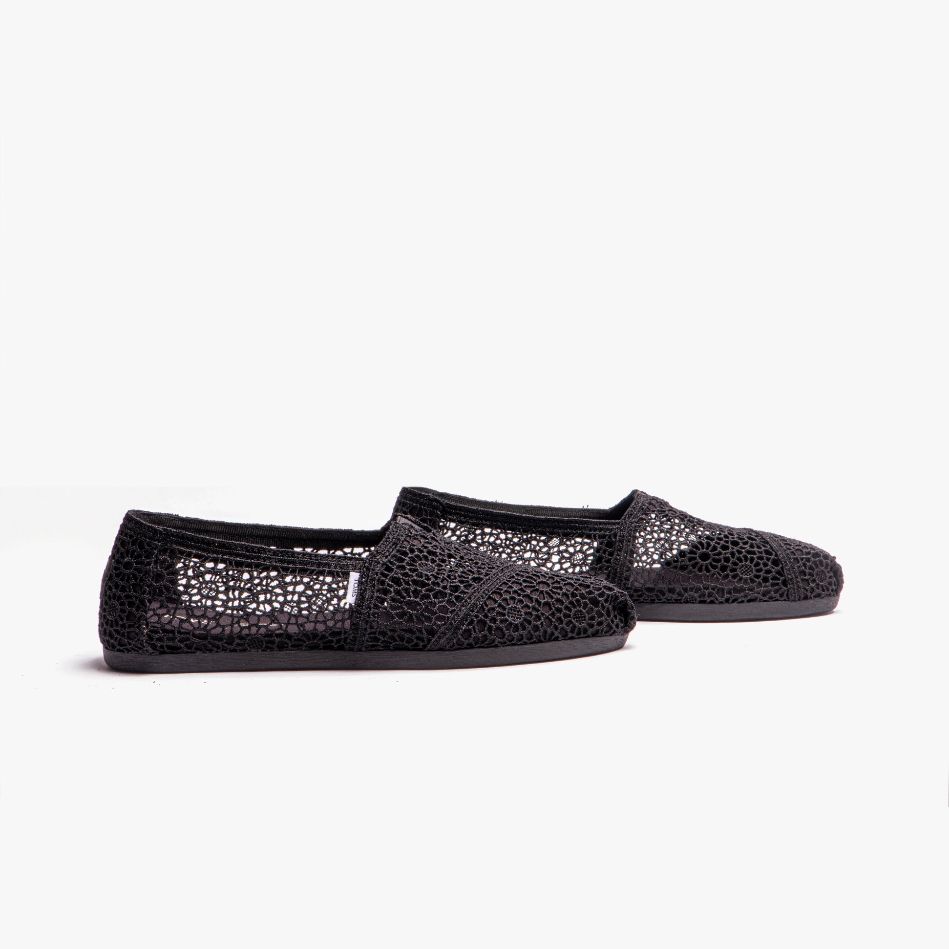 TOMS ALPARGATA Womens Crochet Espadrille Black