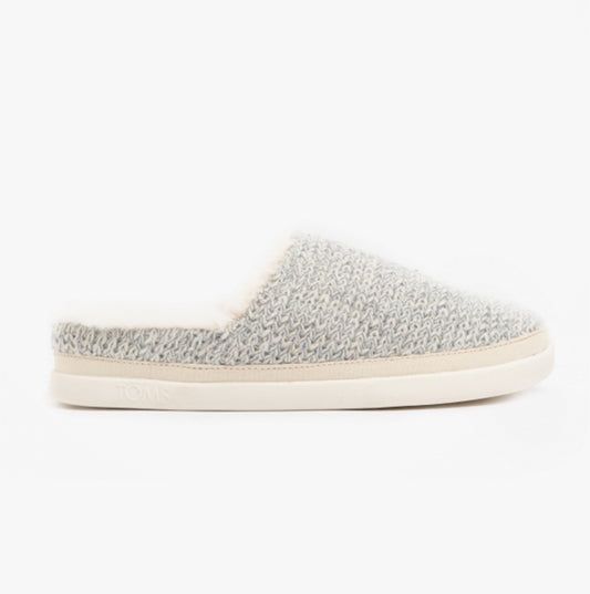 TOMS SAGE Womens Knitted Mule Slippers White