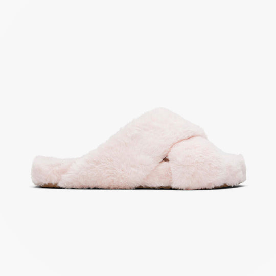 TOMS SUSIE Womens Faux Fur Mule Slippers Pink
