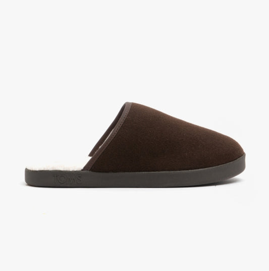 TOMS HARBOR Mens Felt Mule Slippers Brown
