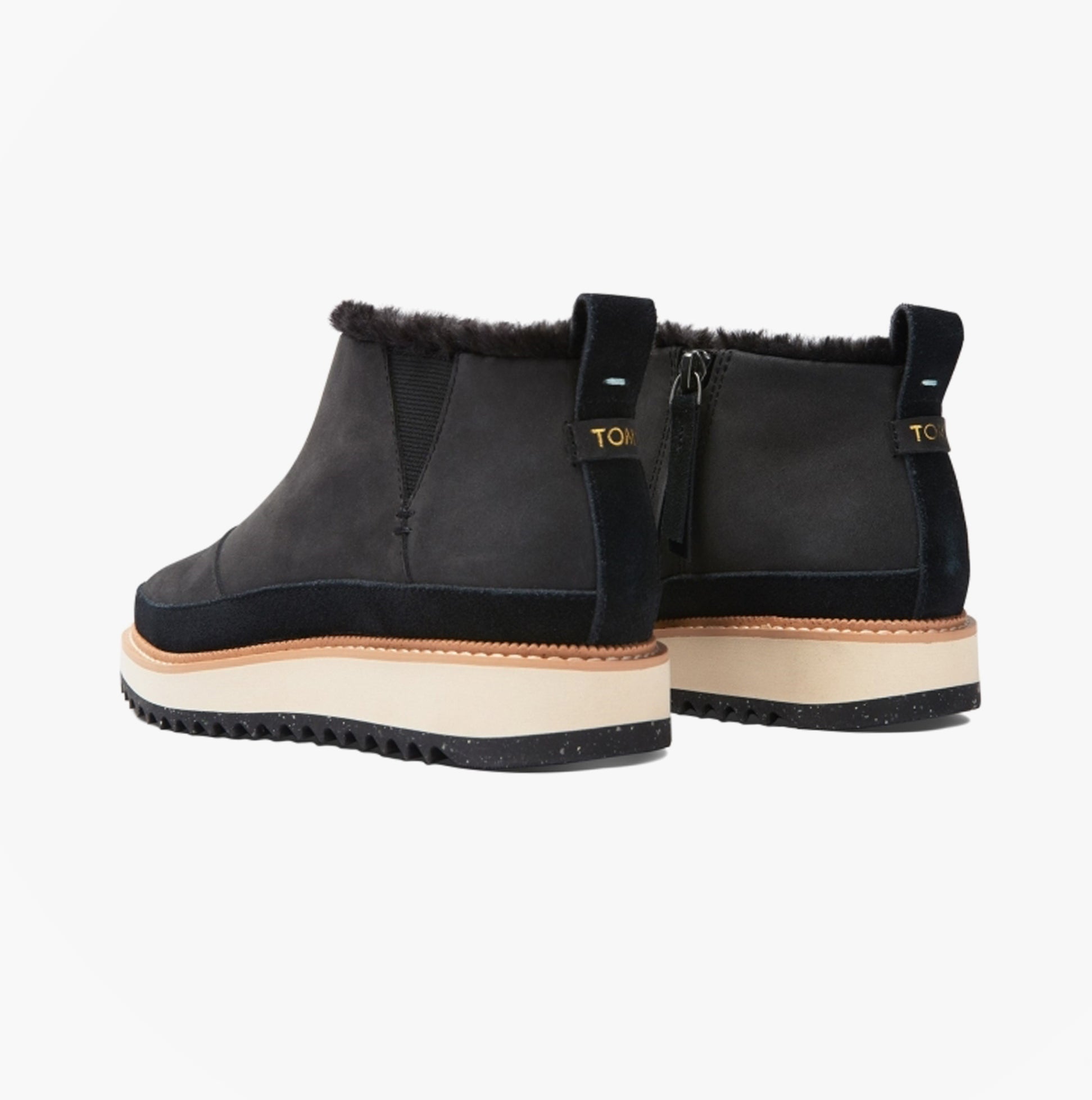 TOMS MARLO Womens Suede Sawtooth Sole Boots Black