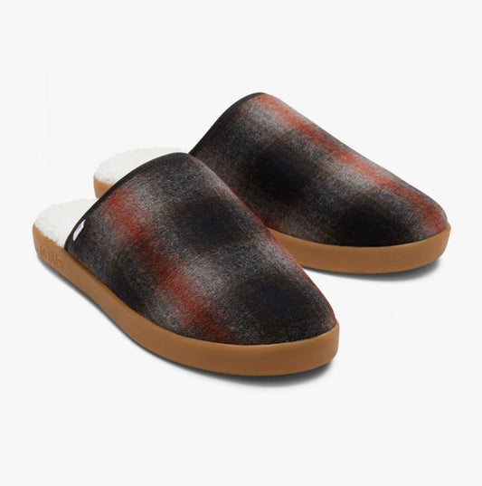 TOMS HARBOR Mens Felt Mule Slippers Red