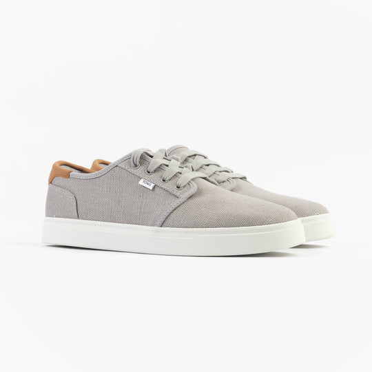 TOMS CARLO 2.0 Mens Trainers Grey side view showing canvas upper and rubber sole.