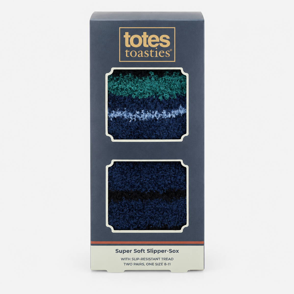Totes Toasties SUPERSOFT TWIN PACK SLIPPER SOCKS Mens Slipper Socks Blue / Teal Mix