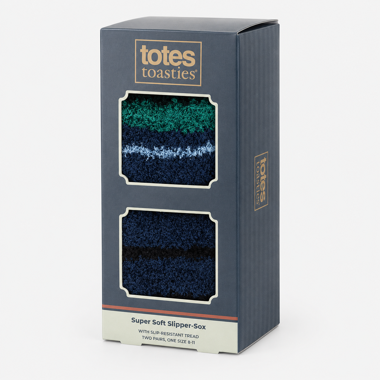 Totes Toasties SUPERSOFT TWIN PACK SLIPPER SOCKS Mens Slipper Socks Blue / Teal Mix