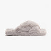 Ted Baker LOPPLY Womens Faux Fur Cross Over Slippers Light Grey