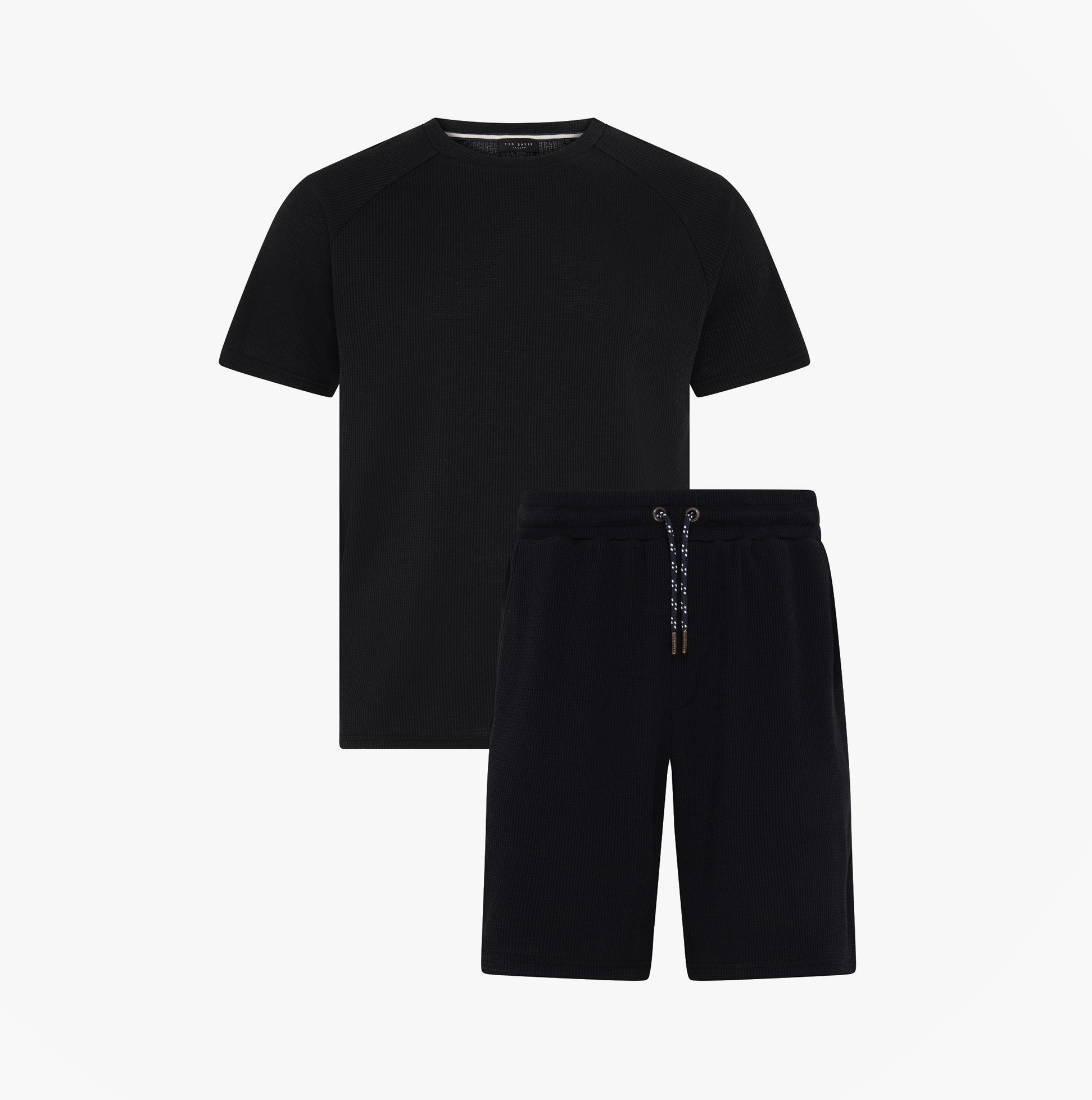 Ted Baker Ted Baker WAFFLE T SHIRT AND SHORT SET Mens Loungewear Black