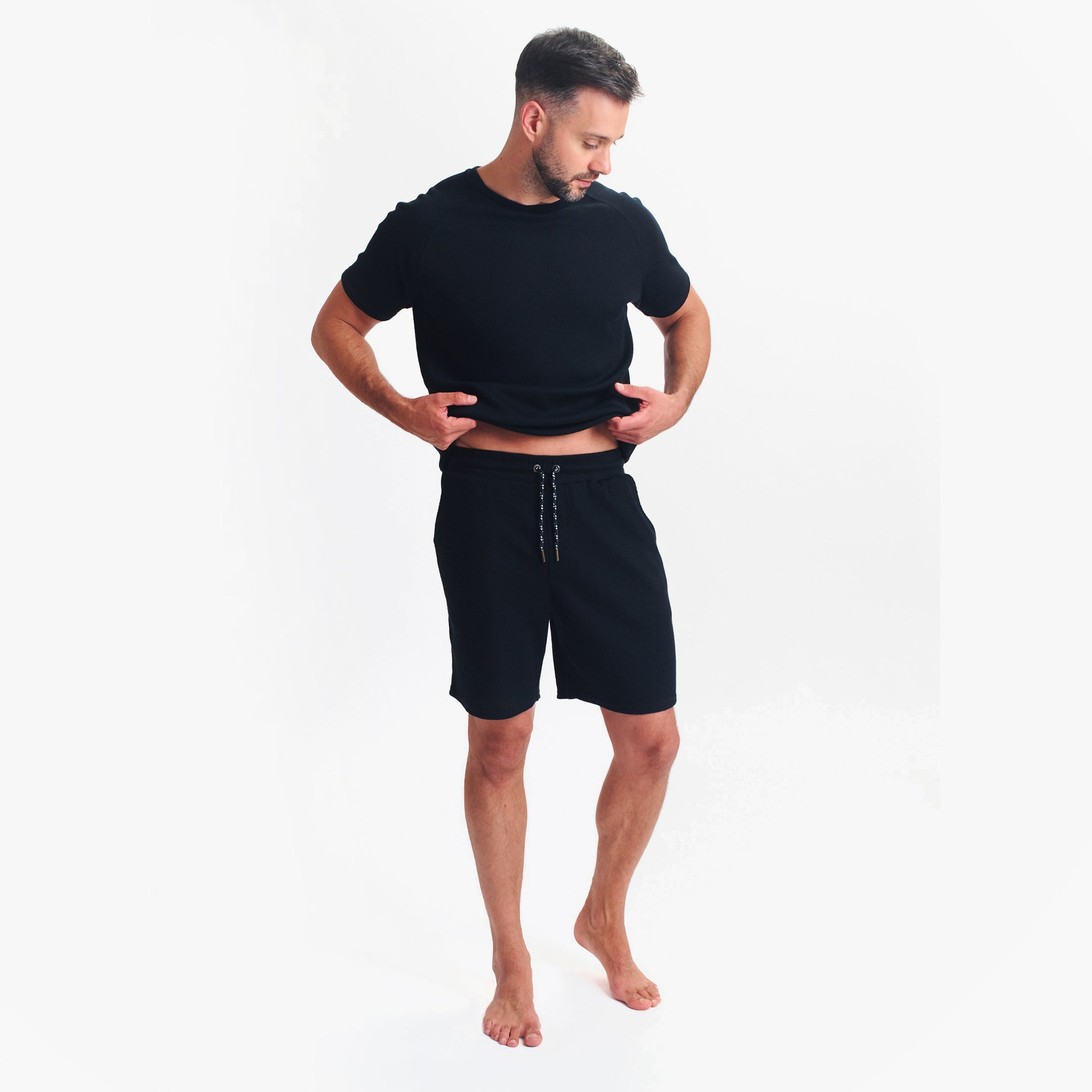 Ted Baker Ted Baker WAFFLE T SHIRT AND SHORT SET Mens Loungewear Black