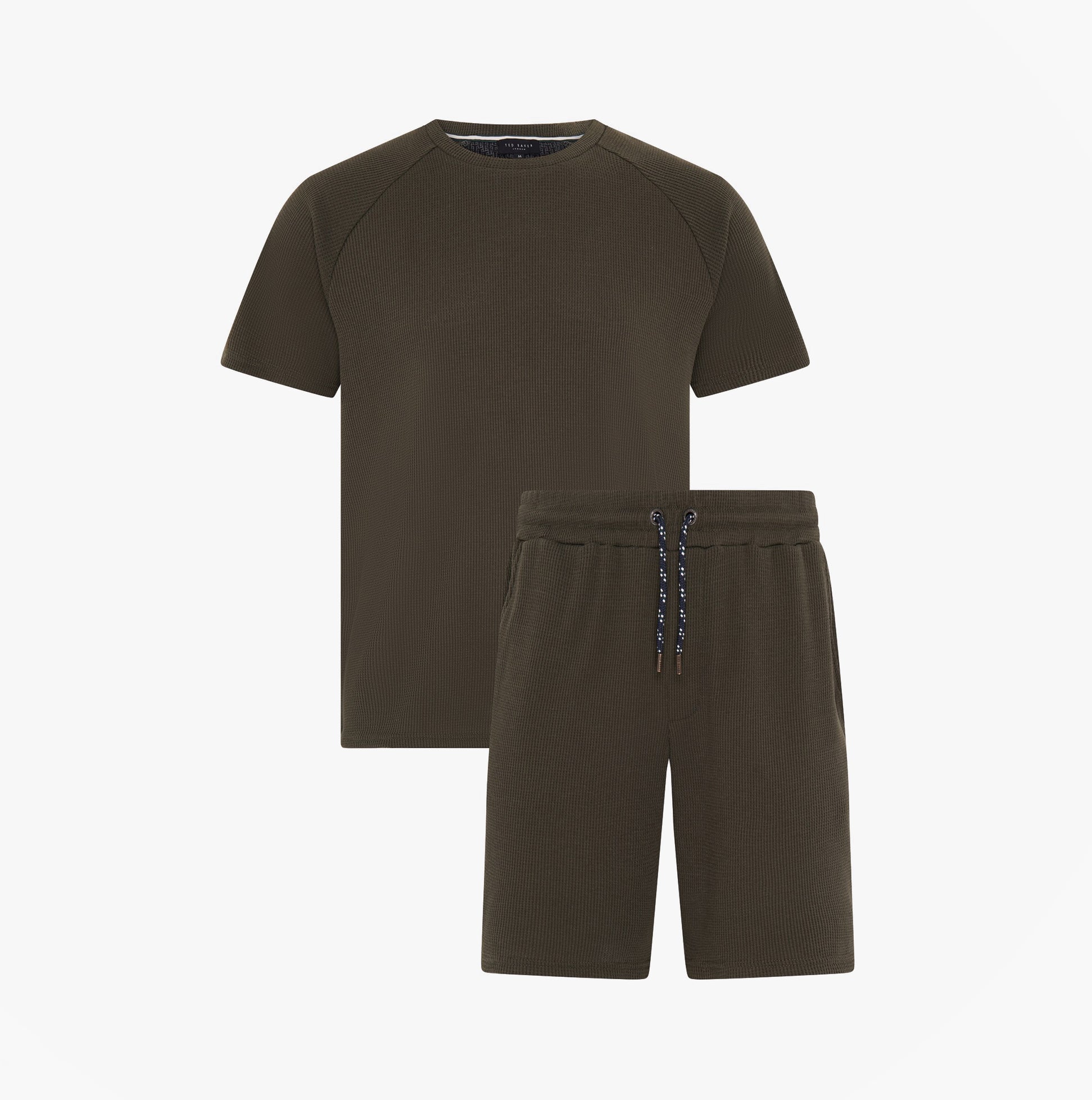 Ted Baker Ted Baker WAFFLE T SHIRT AND SHORT SET Mens Loungewear Khaki