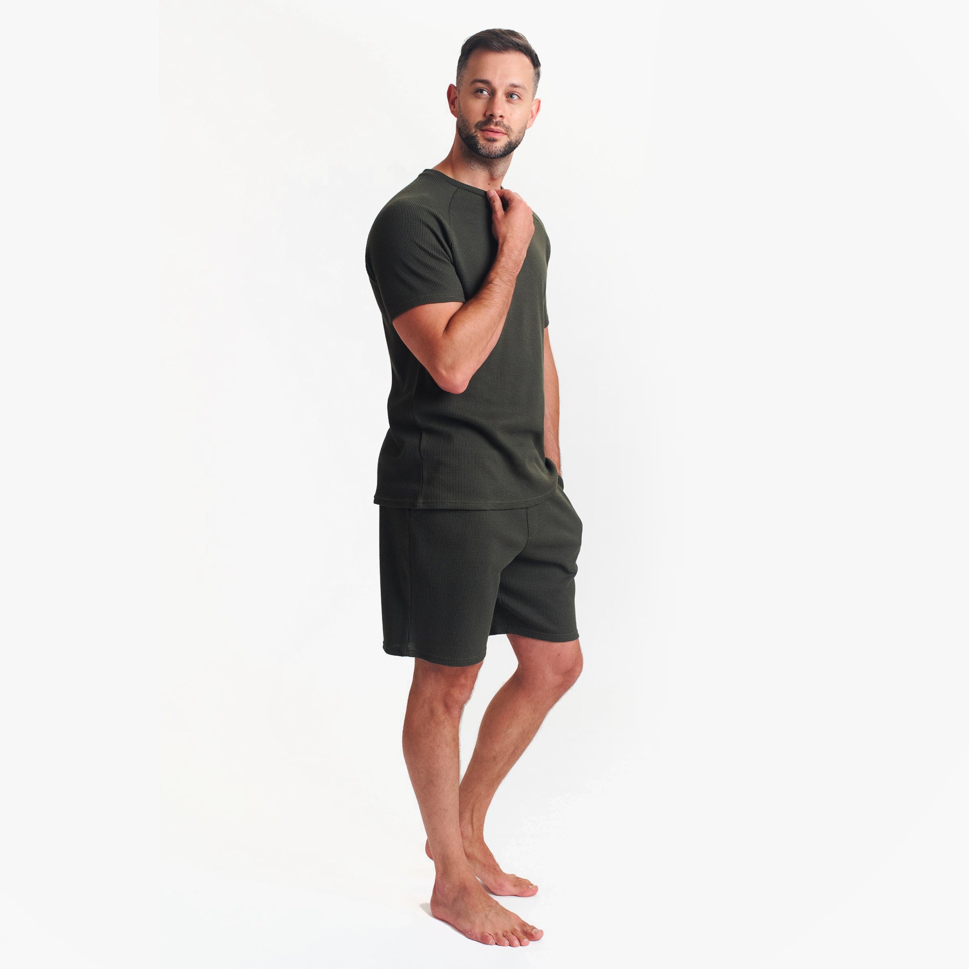 Ted Baker Ted Baker WAFFLE T SHIRT AND SHORT SET Mens Loungewear Khaki