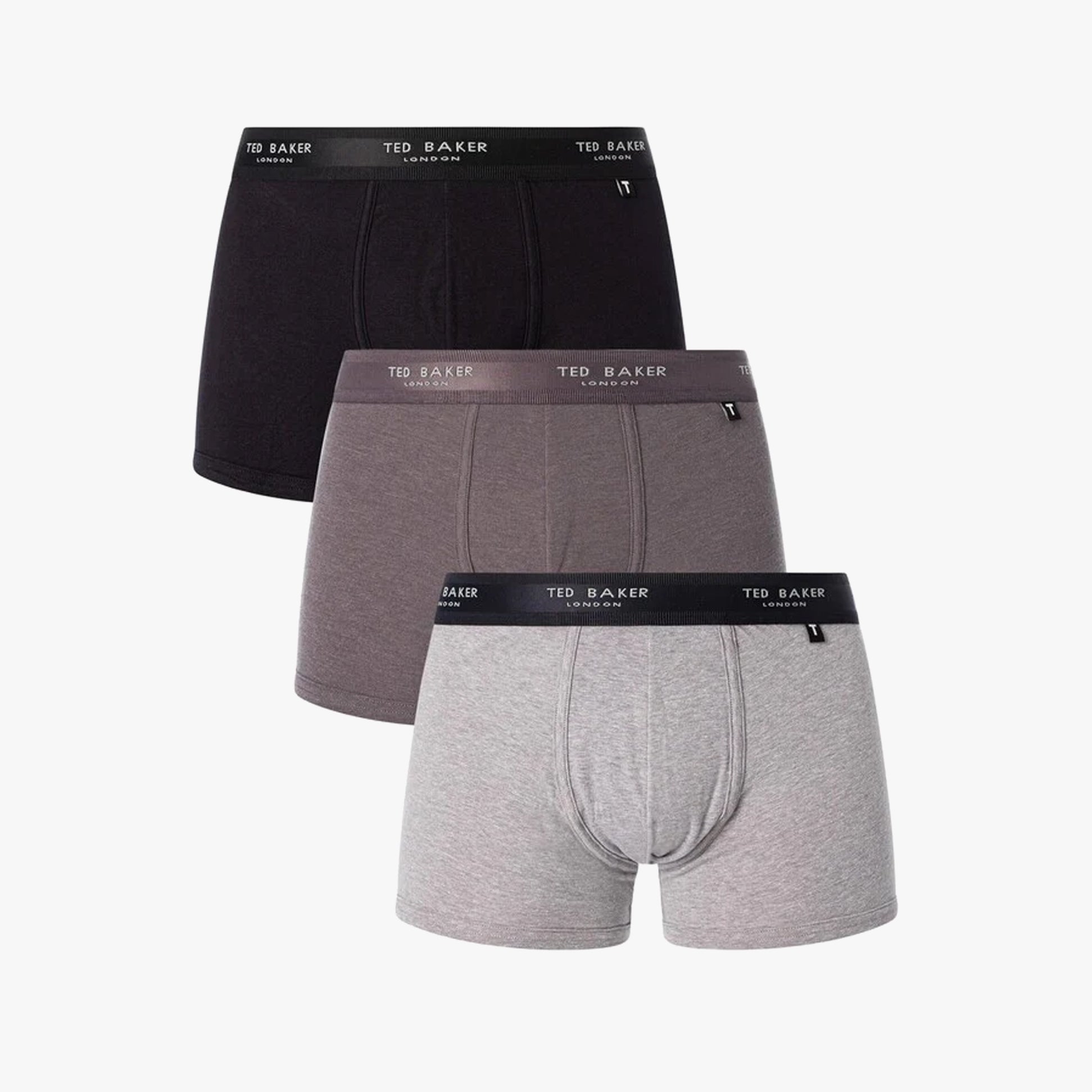 Ted Baker 3-Pack Cotton Trunks Mens Grey/Heather/Black