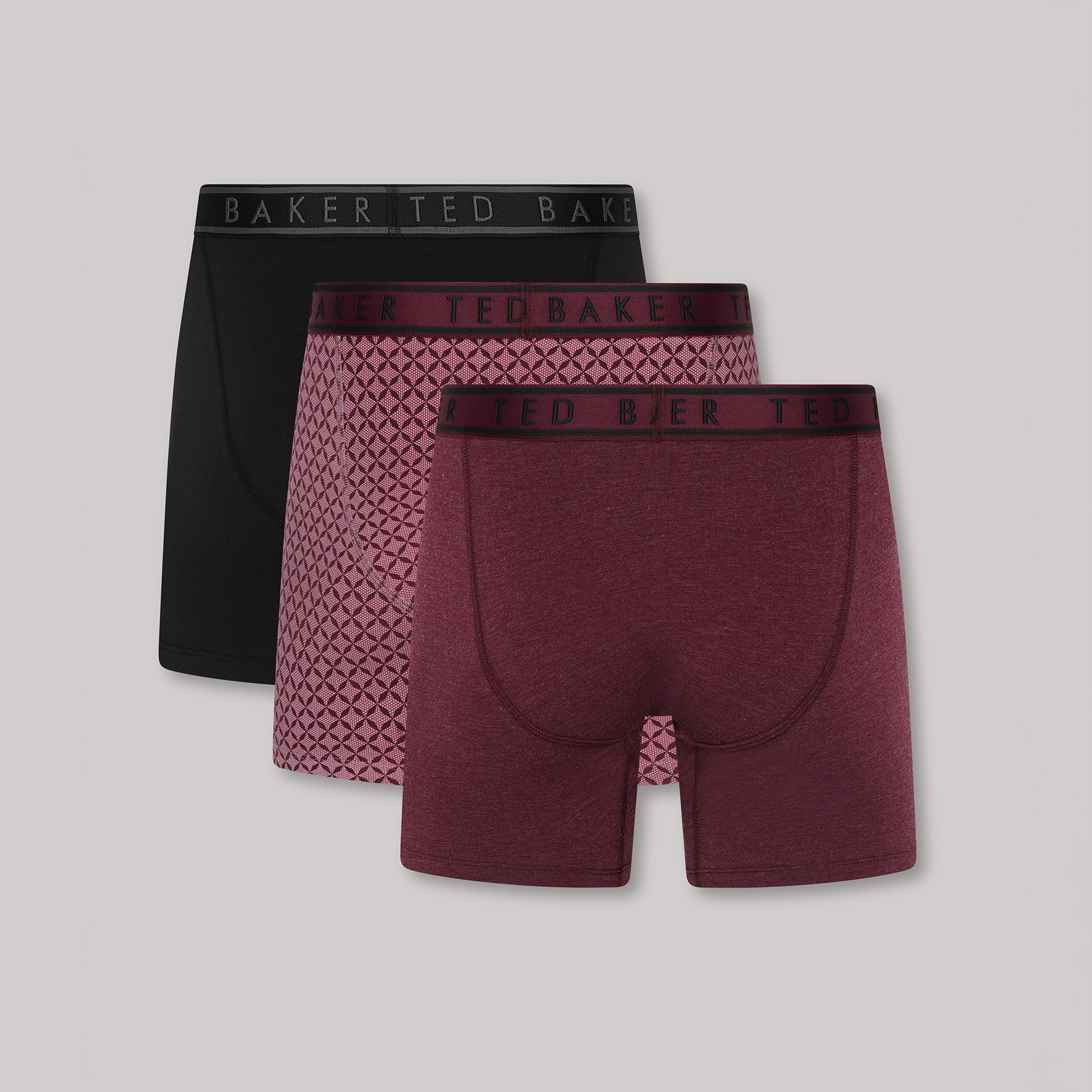 Ted Baker Ted Baker 3-Pack Cotton Boxer Briefs Mens Boxer Briefs Black/Charix/Fig