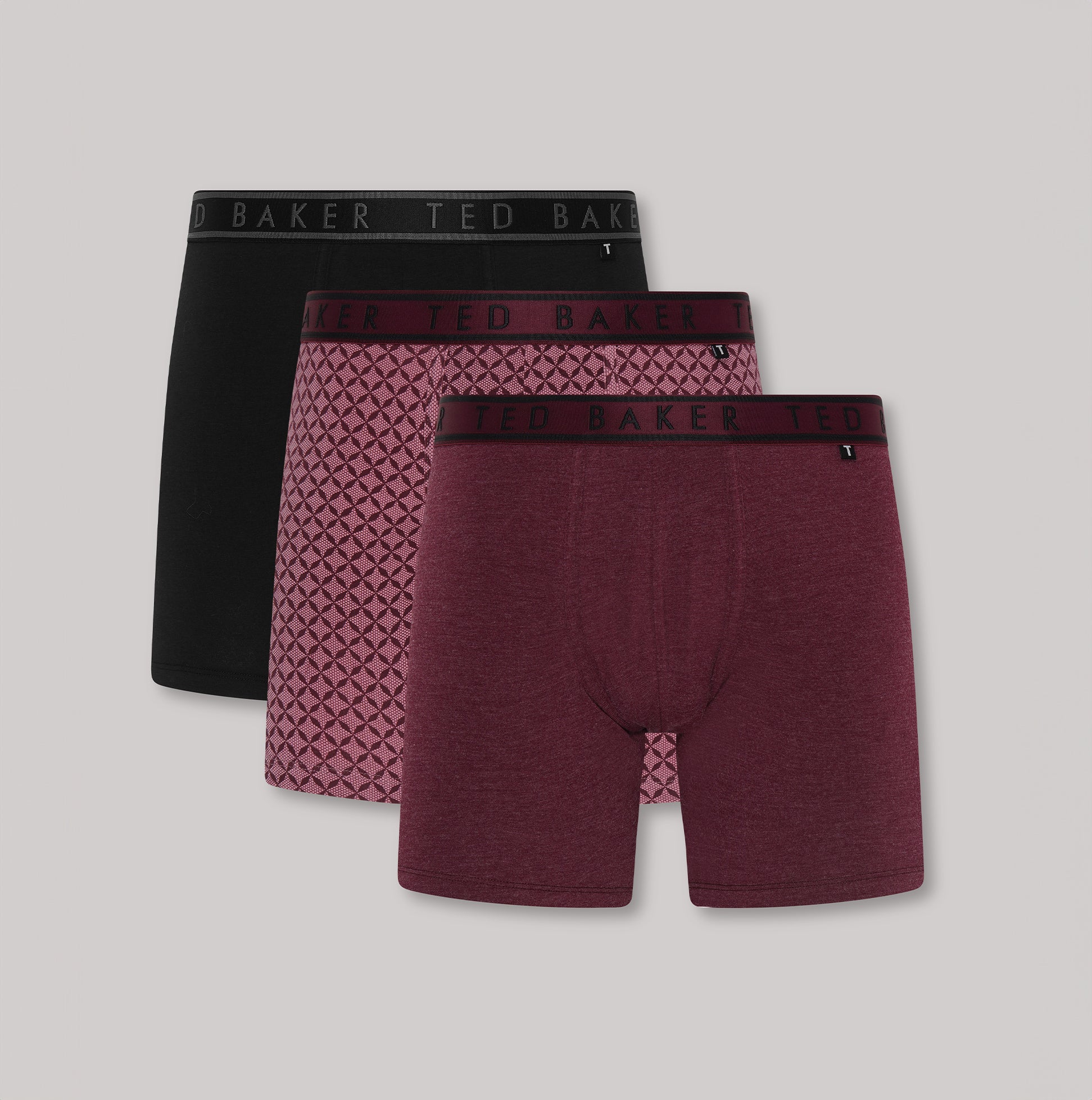 Ted Baker Ted Baker 3-Pack Cotton Boxer Briefs Mens Boxer Briefs Black/Charix/Fig