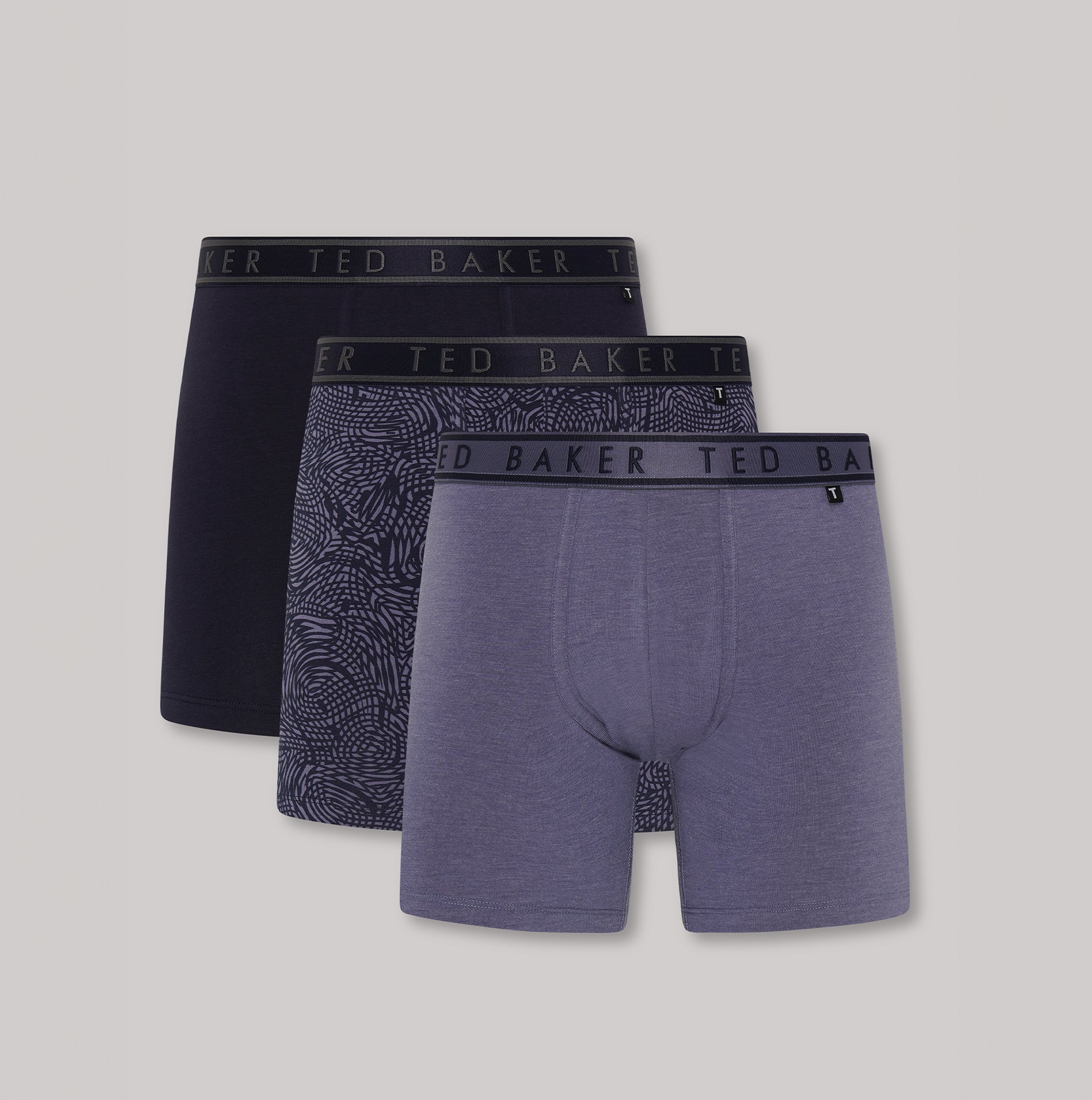 Ted Baker Ted Baker 3-Pack Cotton Boxer Briefs Mens Boxer Briefs Navy/Amythys/Folkstone Grey