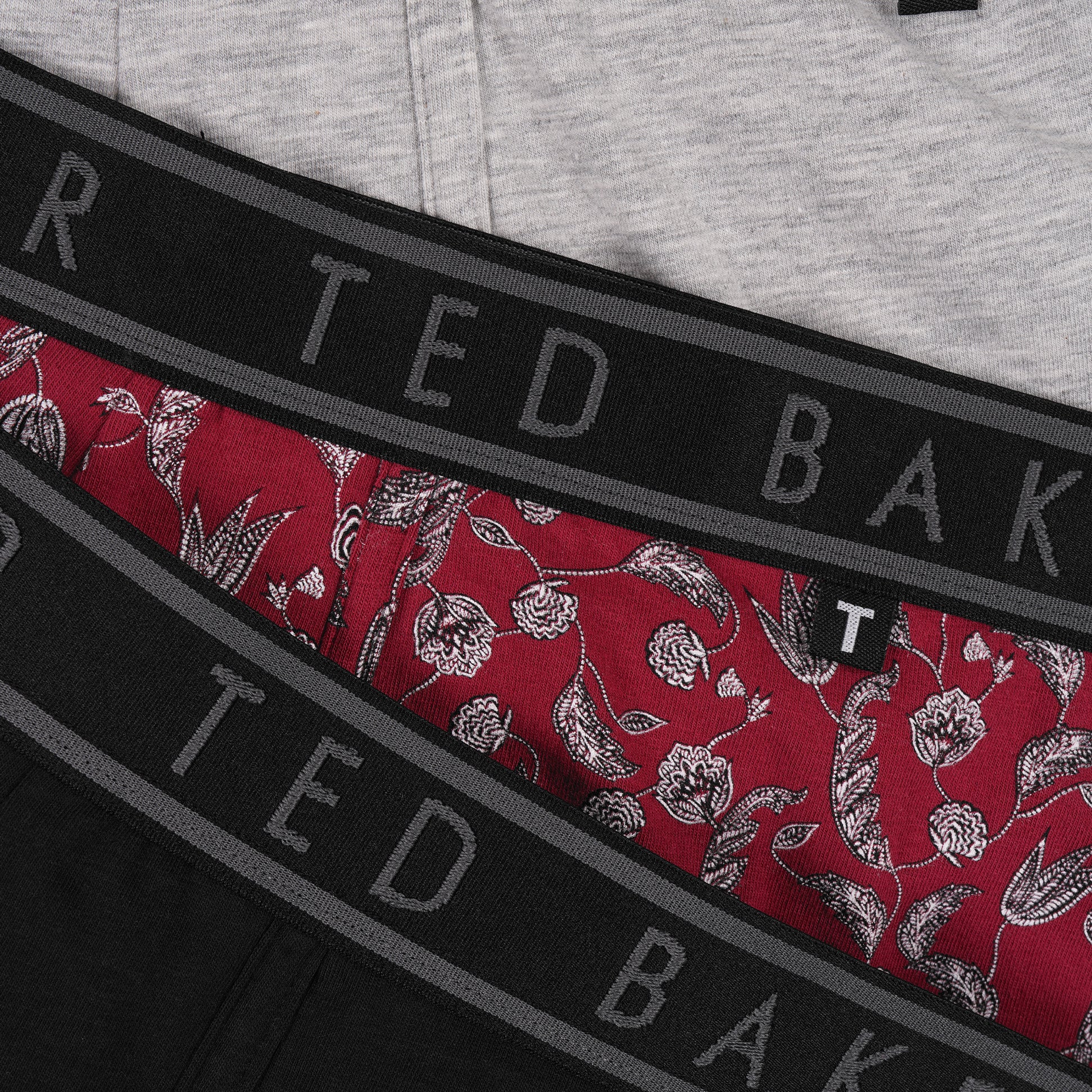 Ted Baker Ted Baker 3-Pack Cotton Boxer Briefs Mens Boxer Briefs Heather Grey/Kinsel Red/Black