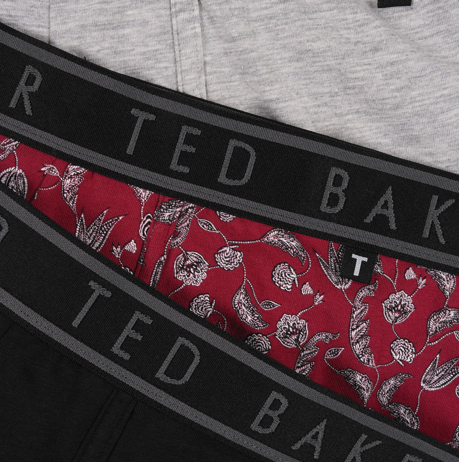 Ted Baker Ted Baker 3-Pack Cotton Boxer Briefs Mens Boxer Briefs Heather Grey/Kinsel Red/Black