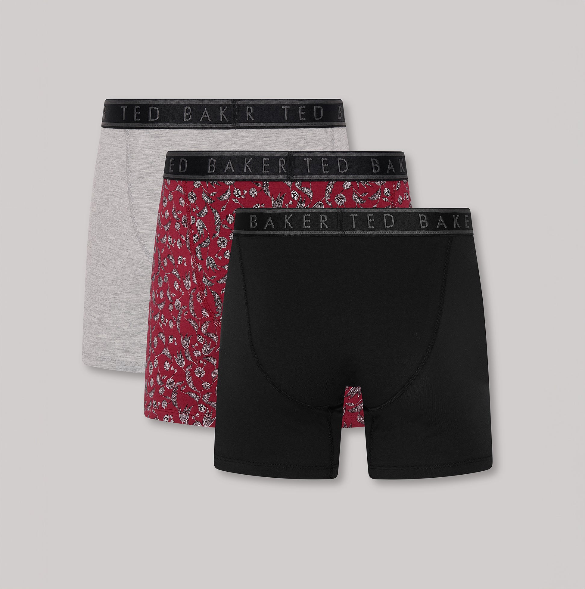 Ted Baker Ted Baker 3-Pack Cotton Boxer Briefs Mens Boxer Briefs Heather Grey/Kinsel Red/Black