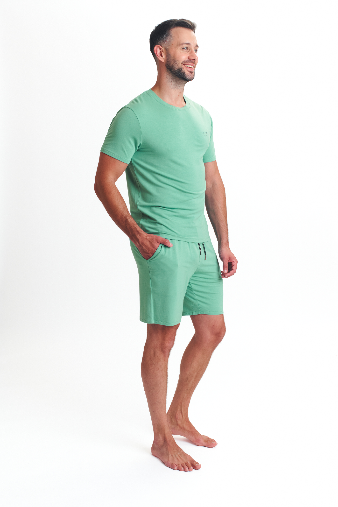 Modal T Shirt And Short Set Mens Loungewear Mint