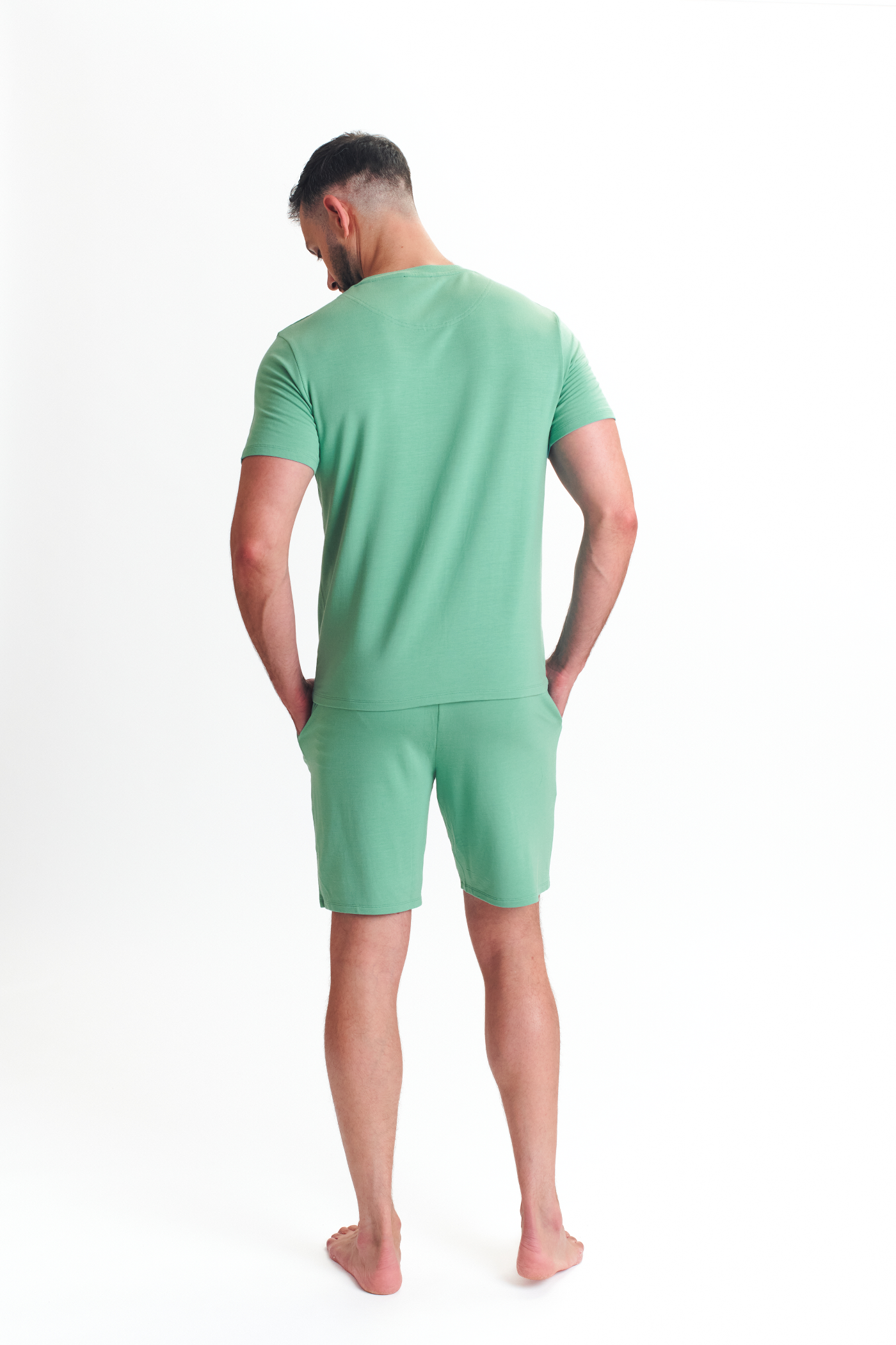 Modal T Shirt And Short Set Mens Loungewear Mint