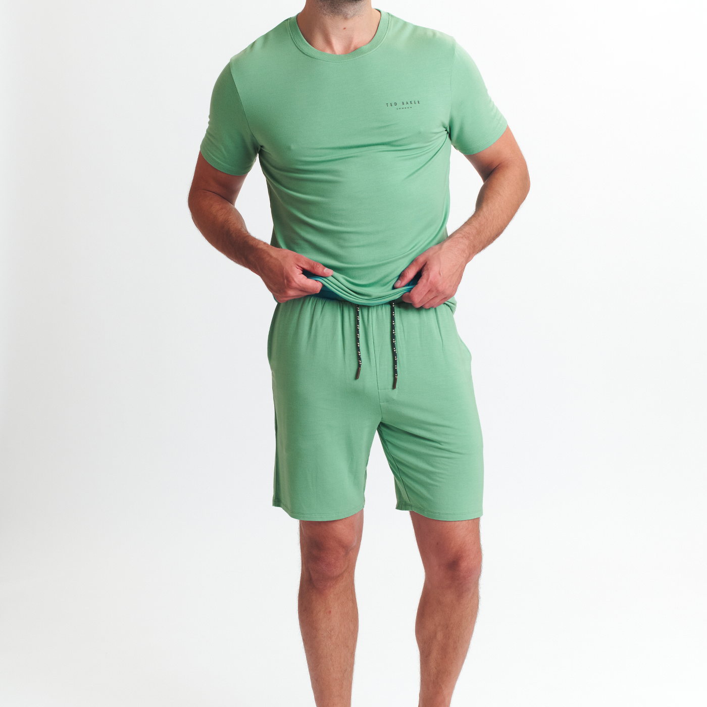 Modal T Shirt And Short Set Mens Loungewear Mint