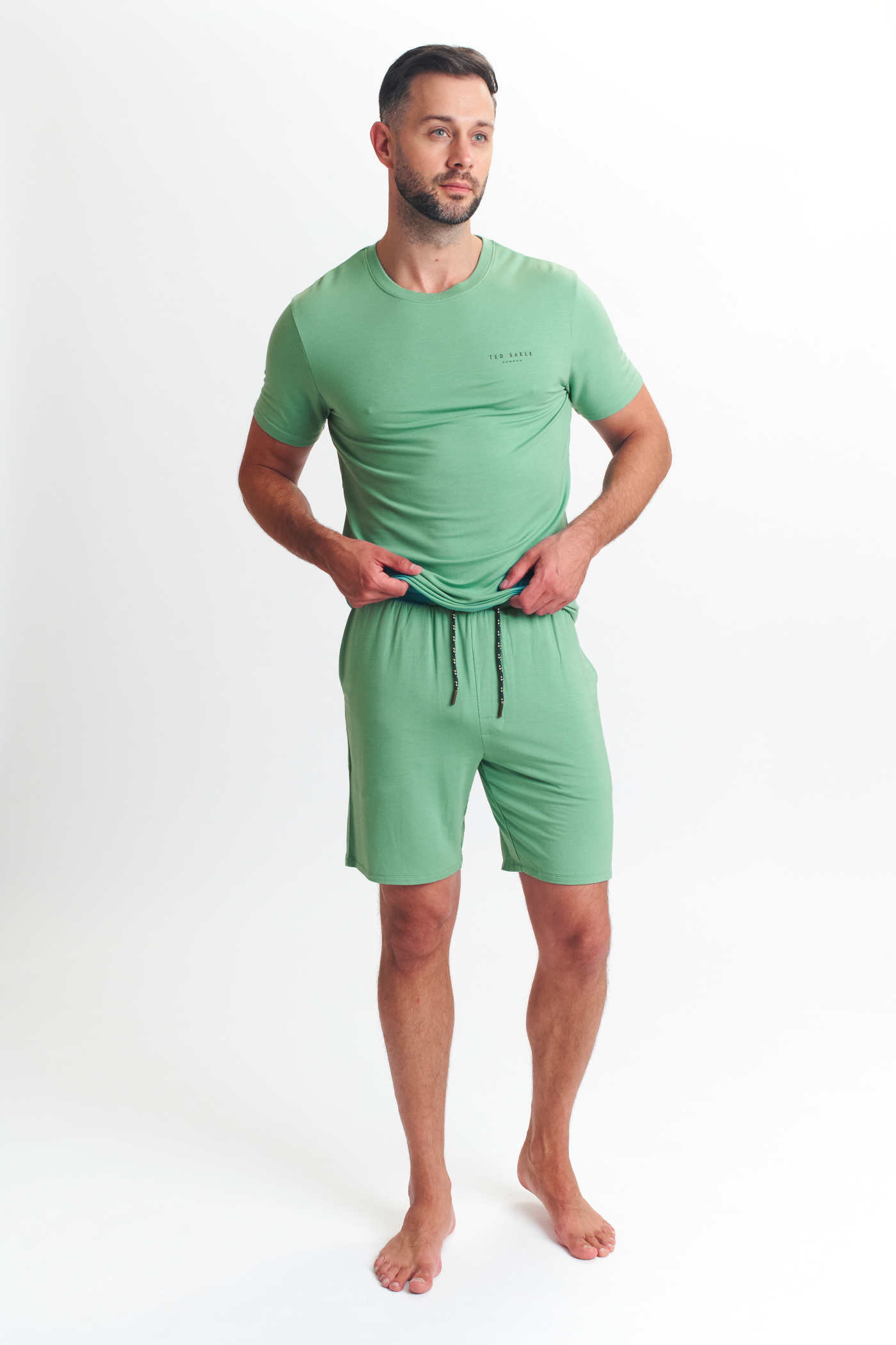 Modal T Shirt And Short Set Mens Loungewear Mint